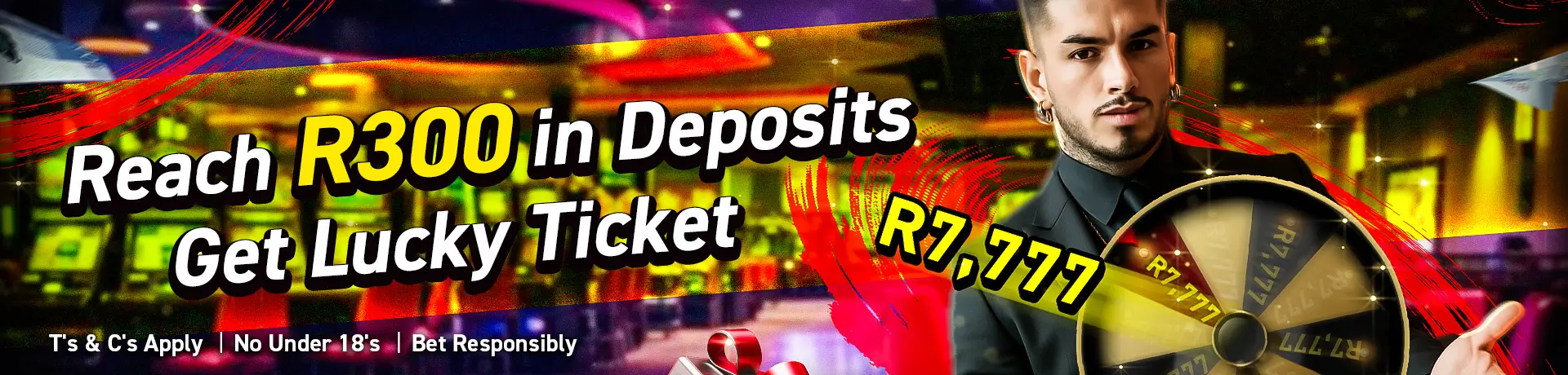 Daily First Deposit of R300 Get Lucky Ticket R7777